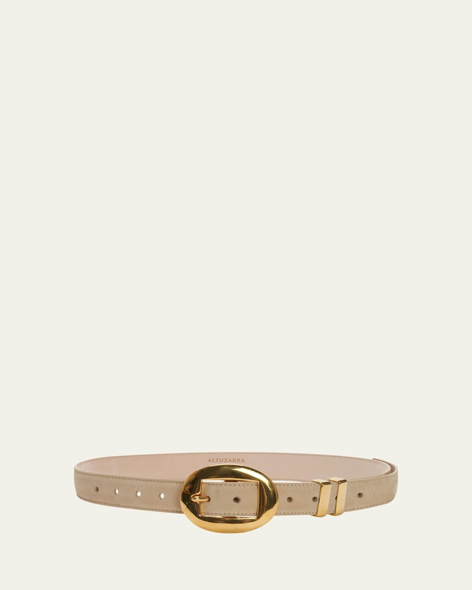 Leather Belt W/ Vintage Brass Buckl